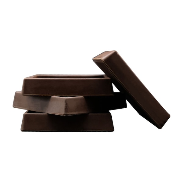 Service Caster Non-Slip Furniture Pads, Rubber Coasters, Caster Cups Set of 4 Brown, 4PK SCC-RUBBERCUP-3X3-SQUARE-BROWN - main